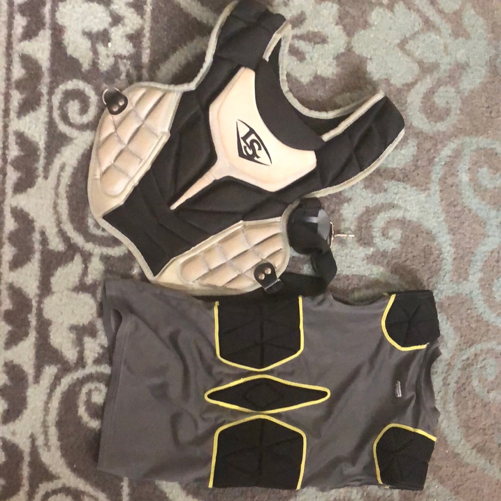 Baseball catcher protector& padded chest shirt protector for sports. Size SMALL.